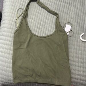 Green Ribbed Tank Top